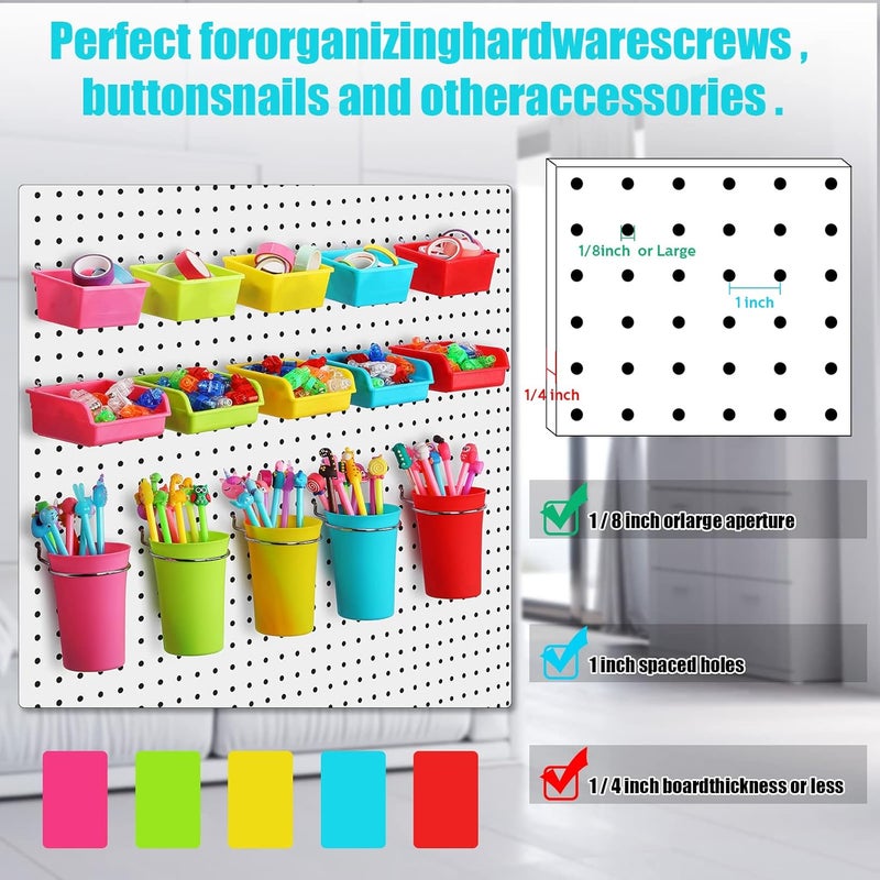 Yookeer 20 Pcs Pegboard Bins and Cups with Hooks and Loops Peg Assortment Organizer Accessories Various Tool Organizer Pegboard Baskets Set for Garage Workshop Workbench Office(Mixed Color) - Image 3